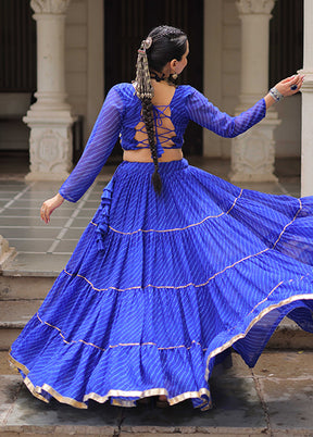 Blue Georgette Dupatta Lehenga Set