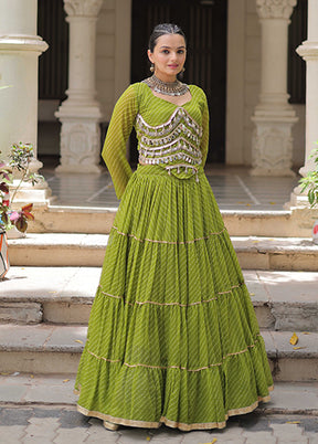 Green Georgette Dupatta Lehenga Set