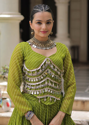 Green Georgette Dupatta Lehenga Set