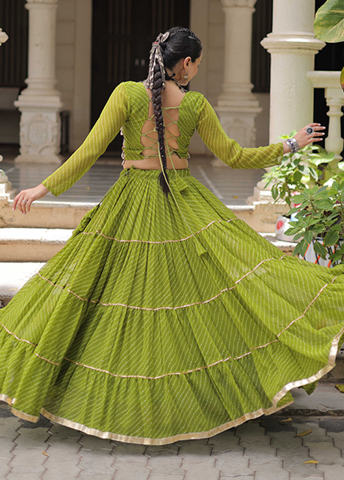 Green Georgette Dupatta Lehenga Set