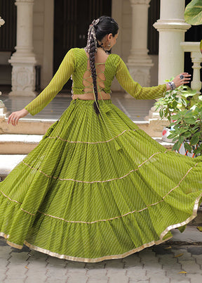 Green Georgette Dupatta Lehenga Set
