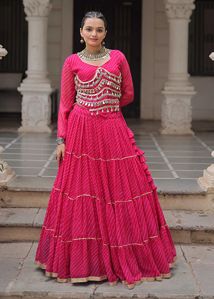 Pink Georgette Dupatta Lehenga Set