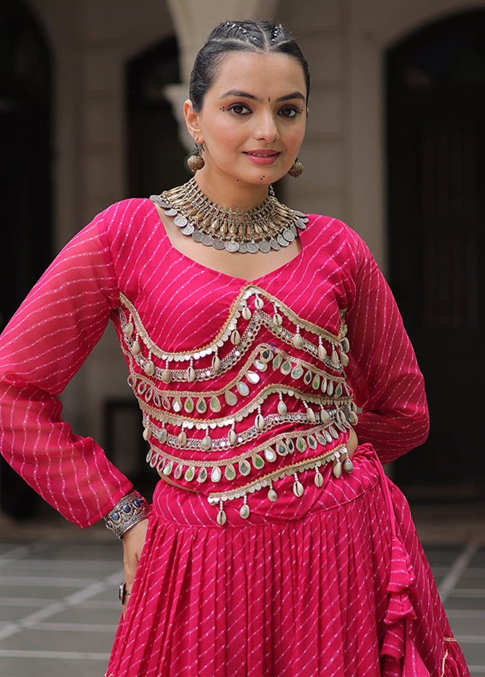 Pink Georgette Dupatta Lehenga Set