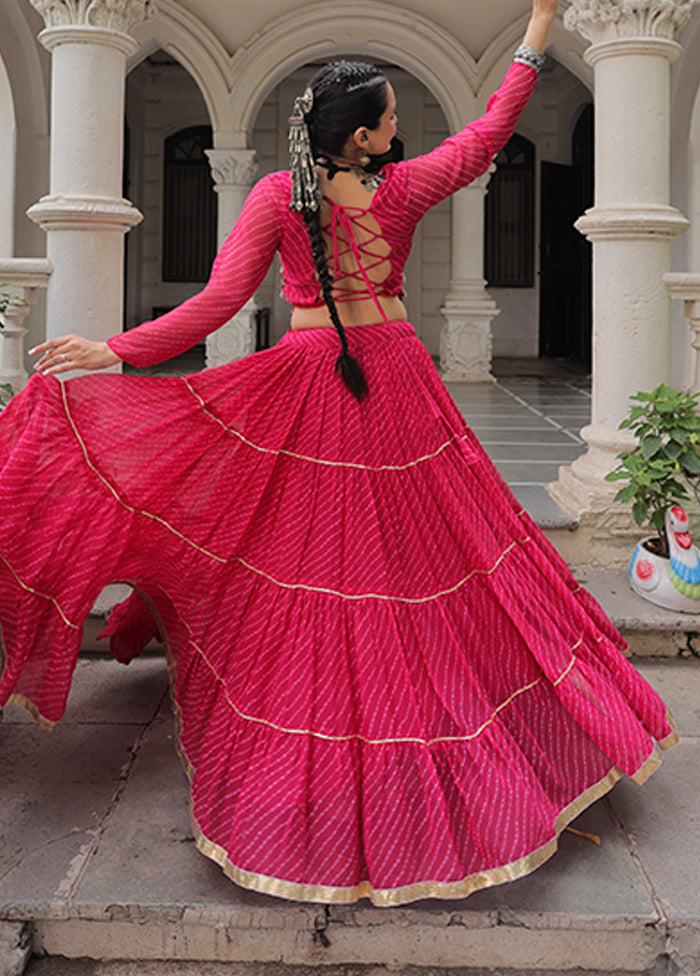 Pink Georgette Dupatta Lehenga Set