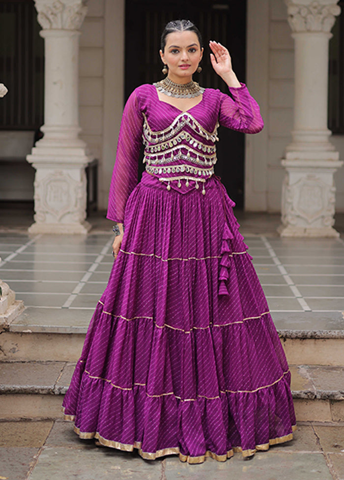 Purple Georgette Dupatta Lehenga Set