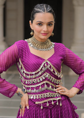 Purple Georgette Dupatta Lehenga Set