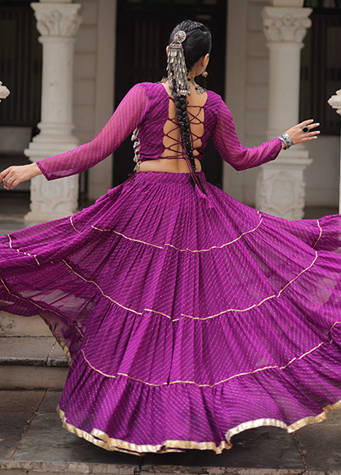 Purple Georgette Dupatta Lehenga Set