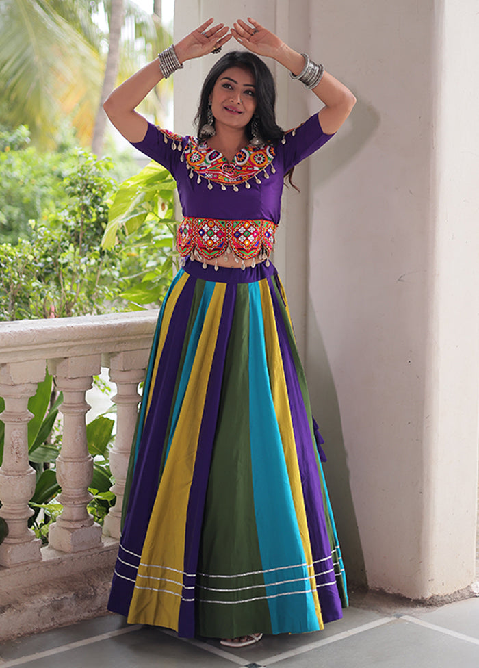 Purple Blended Silk Dupatta Lehenga Set