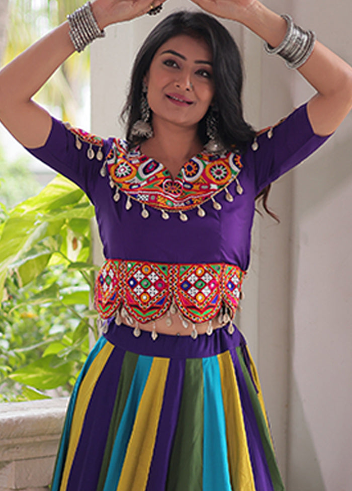 Purple Blended Silk Dupatta Lehenga Set