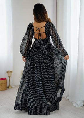 Black Printed Work Georgette Gown