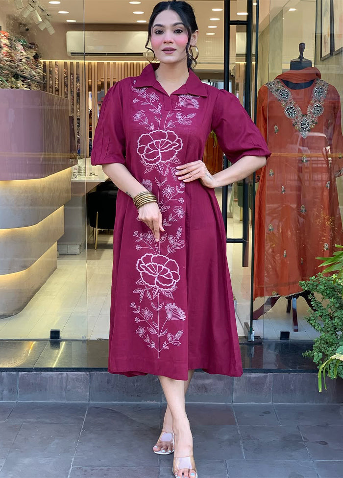 Multicolor Embroidery Work Viscose Kurti