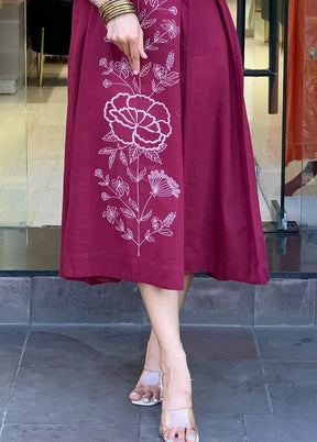 Multicolor Embroidery Work Viscose Kurti