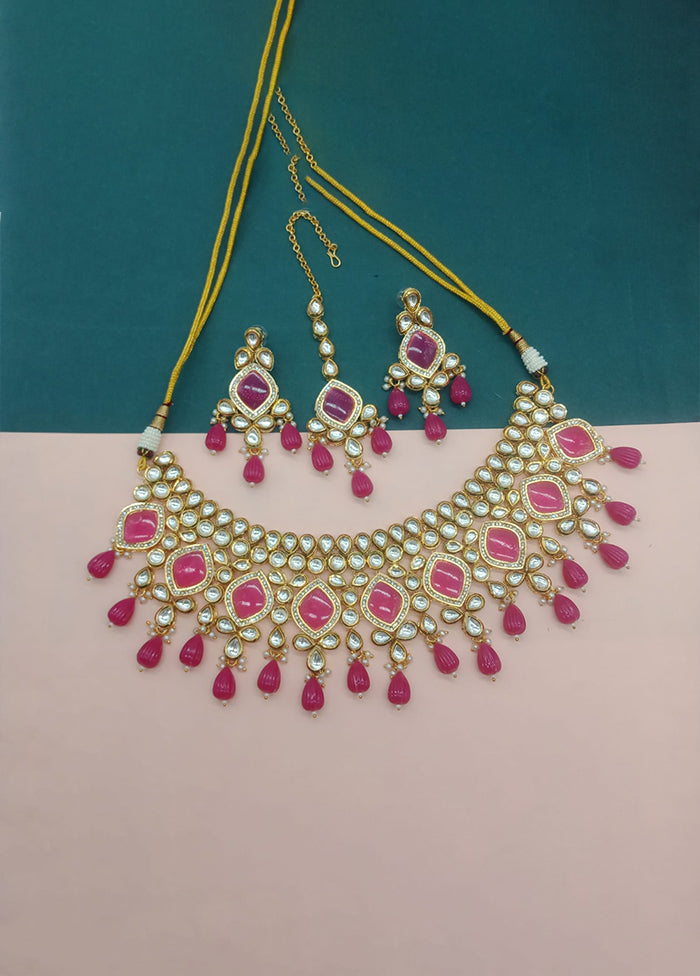 Pink Alloy Jewellery Set