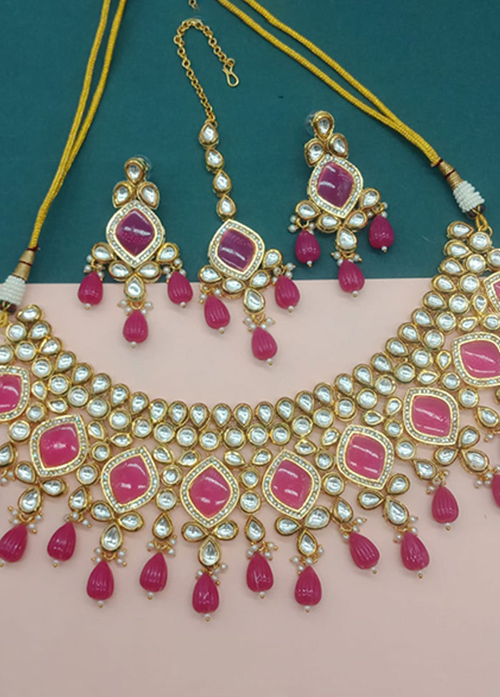 Pink Alloy Jewellery Set
