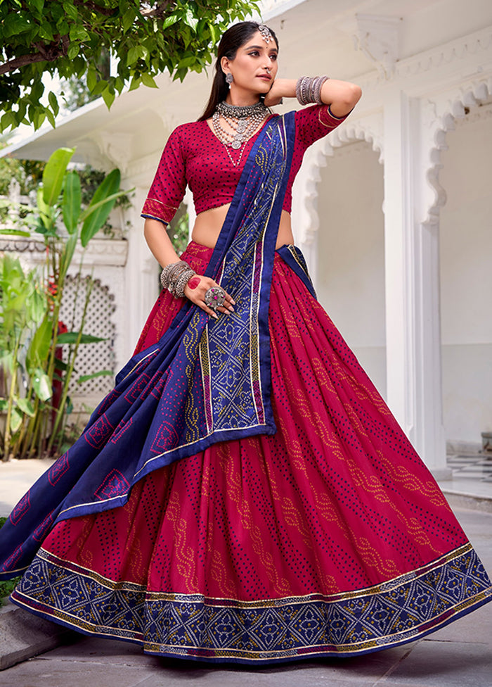 Pink Blended Silk Dupatta Lehenga Set
