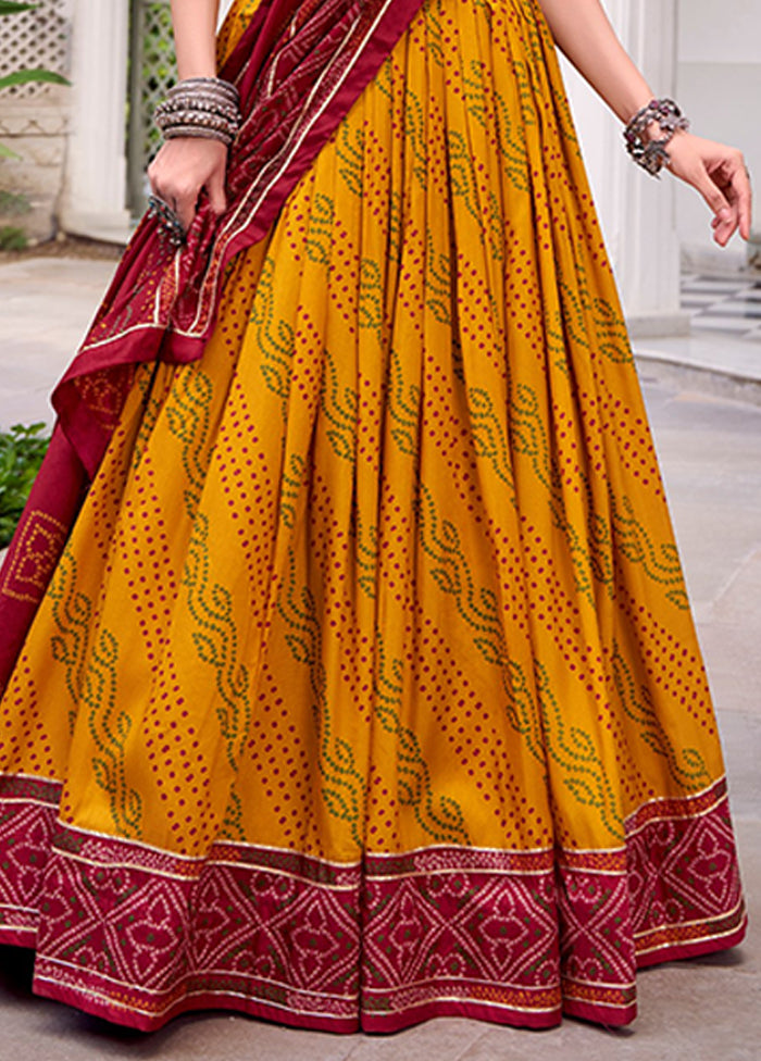 Yellow Blended Silk Dupatta Lehenga Set