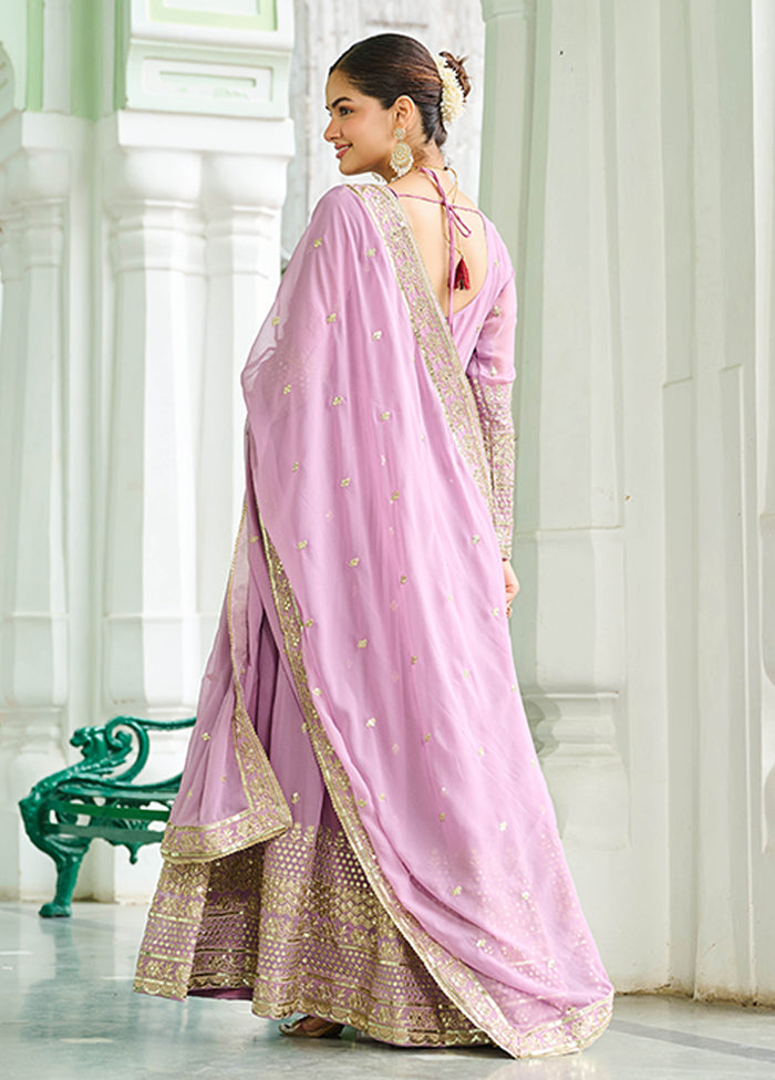 Blue Embroidery Work Georgette Gown With Dupatta