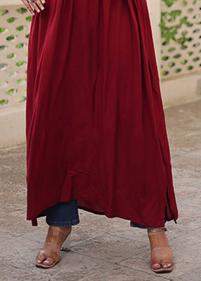 Maroon Woven Work Silk Kurti