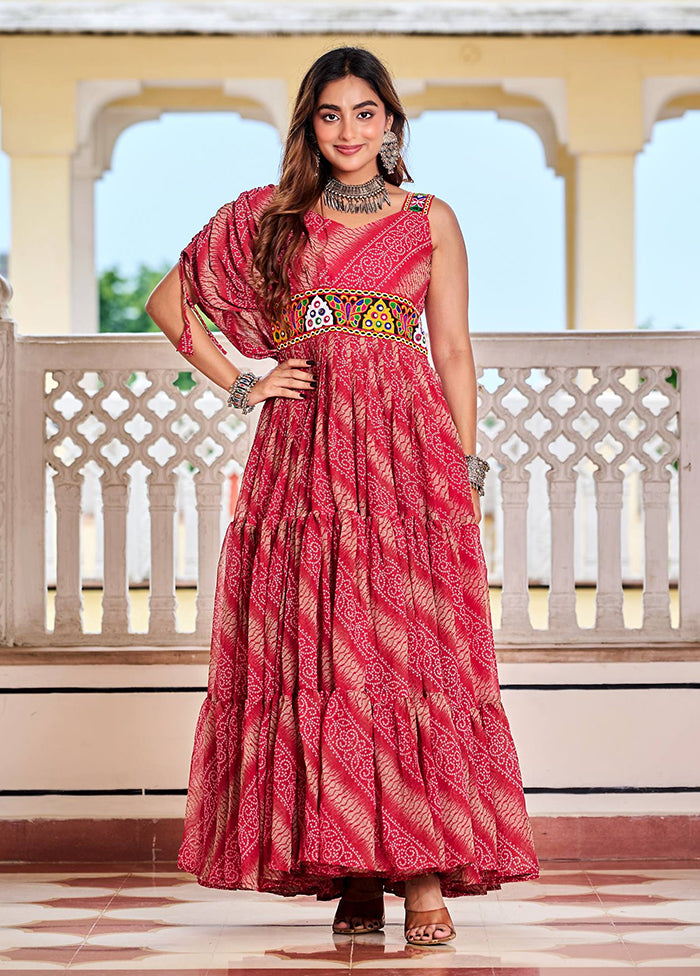 Pink Mirror Work Georgette Gown