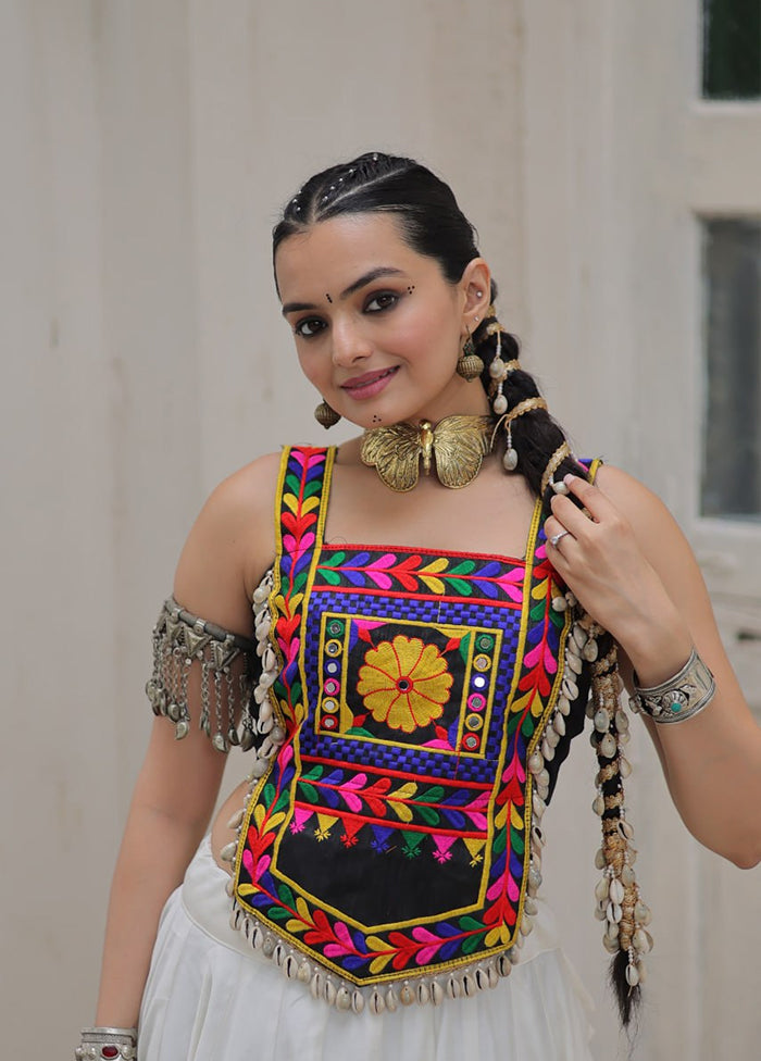 White Blended Silk Dupatta Lehenga Set