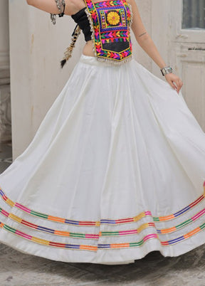 White Blended Silk Dupatta Lehenga Set