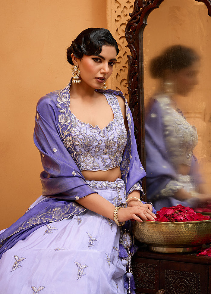 Lavender Blended Silk Dupatta Lehenga Set