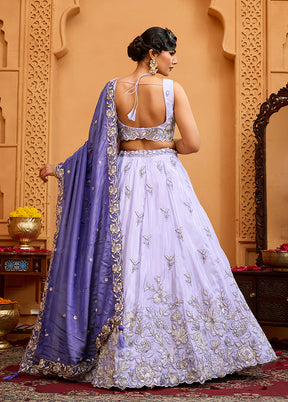 Lavender Blended Silk Dupatta Lehenga Set
