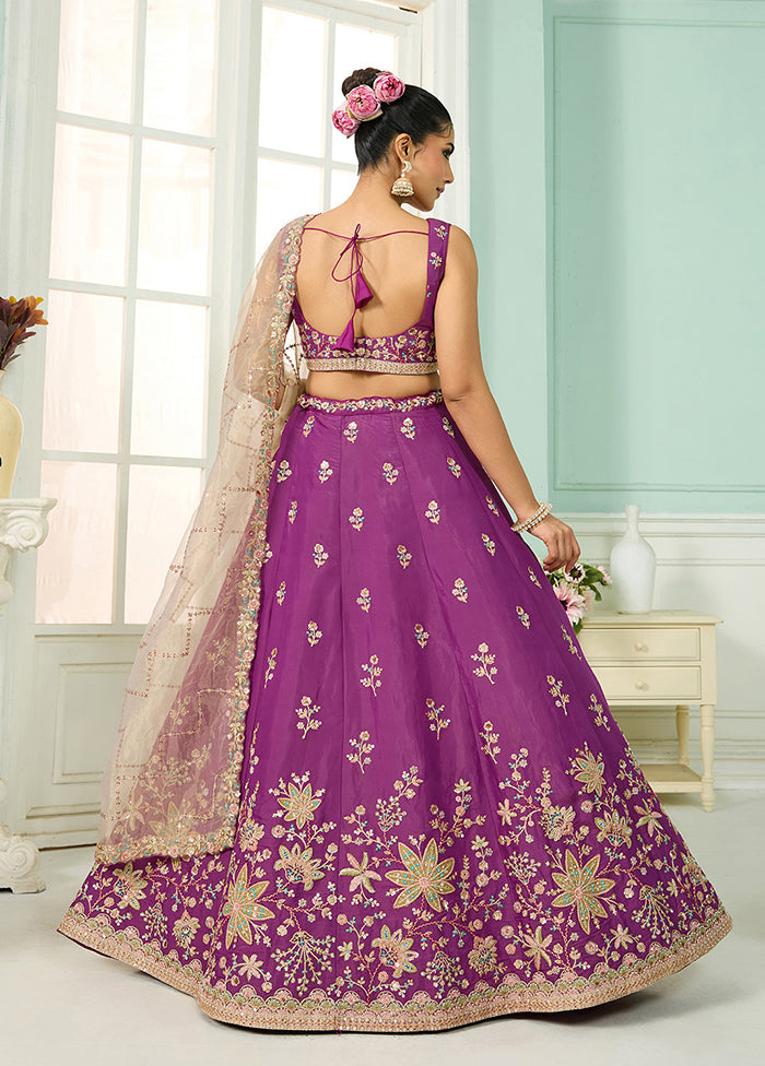 Purple Georgette Dupatta Lehenga Set