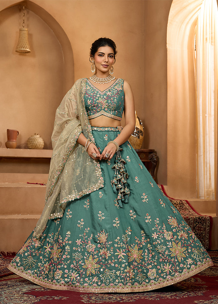 Green Georgette Dupatta Lehenga Set
