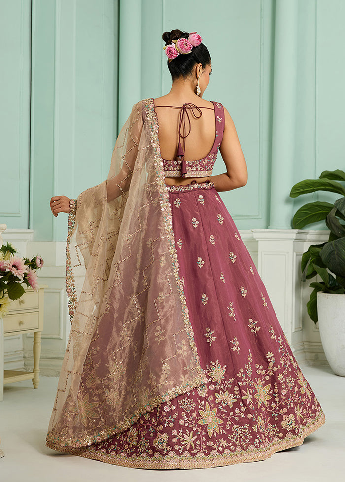 Pink Georgette Dupatta Lehenga Set