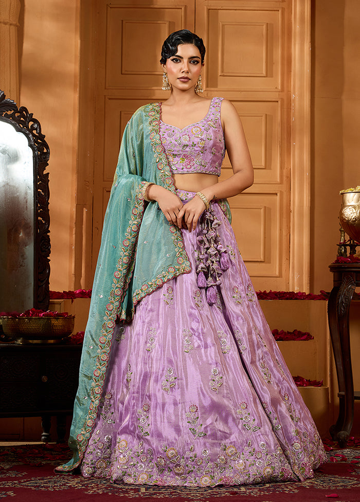 Lavender Blended Silk Dupatta Lehenga Set