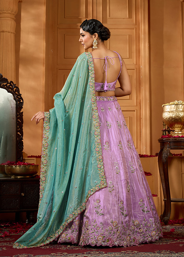 Lavender Blended Silk Dupatta Lehenga Set