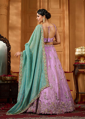 Lavender Blended Silk Dupatta Lehenga Set