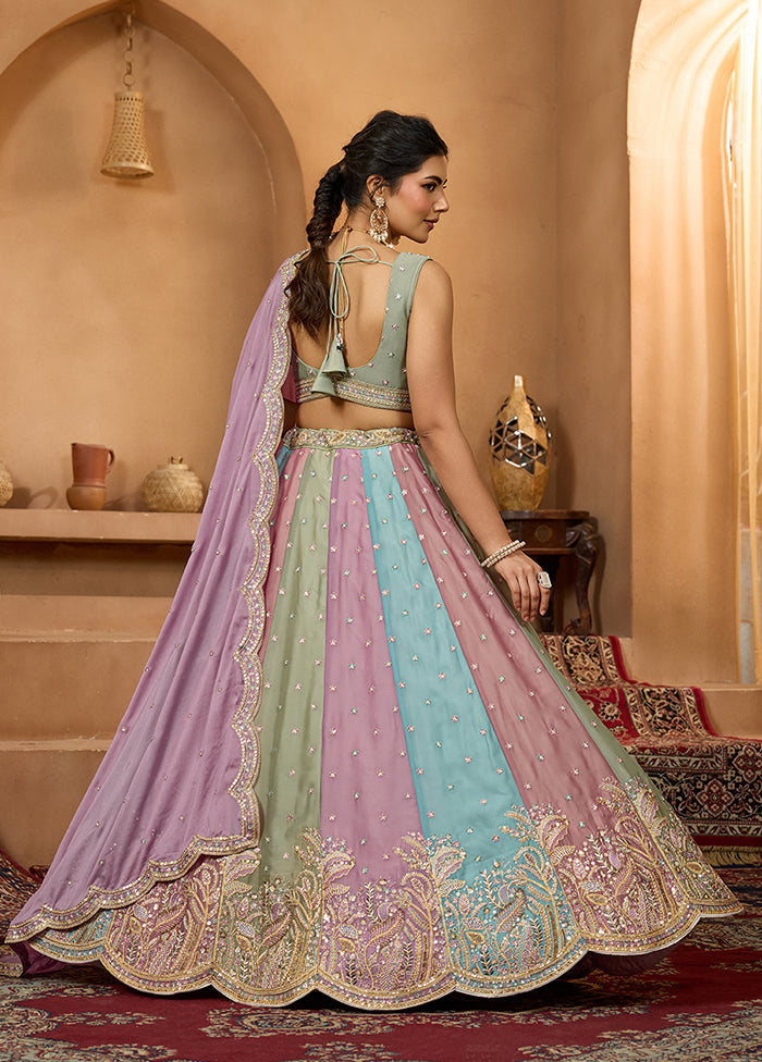 Multicolor Georgette Dupatta Lehenga Set