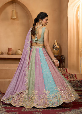 Multicolor Georgette Dupatta Lehenga Set