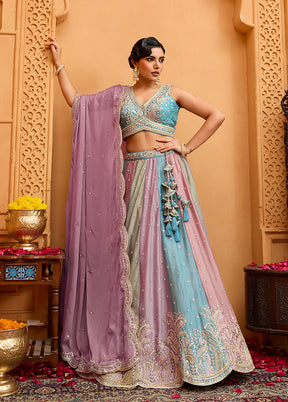 Multicolor Georgette Dupatta Lehenga Set