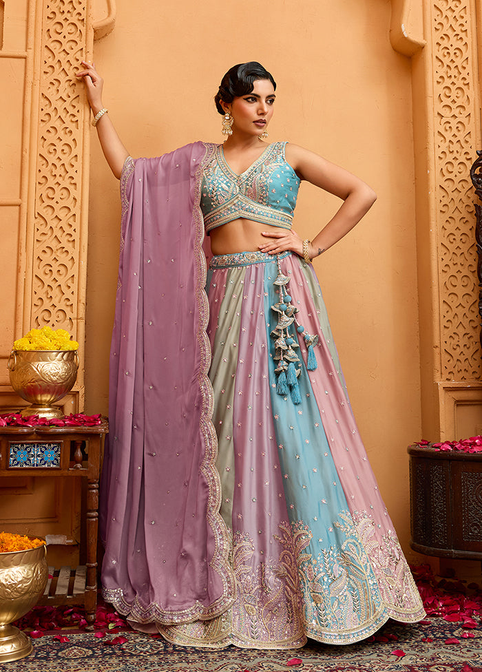 Multicolor Georgette Dupatta Lehenga Set