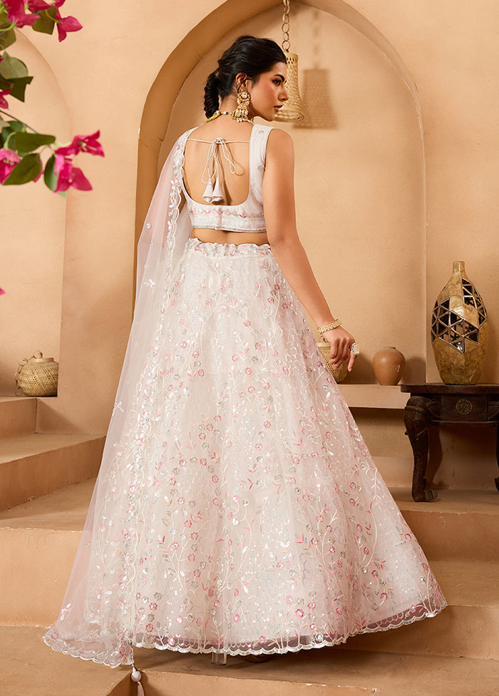 Cream Net Dupatta Lehenga Set