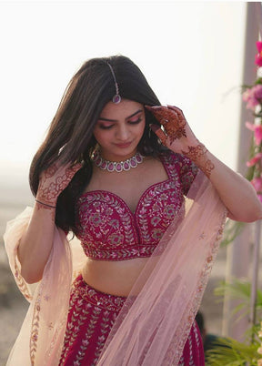 Purple Blended Silk Dupatta Lehenga Set