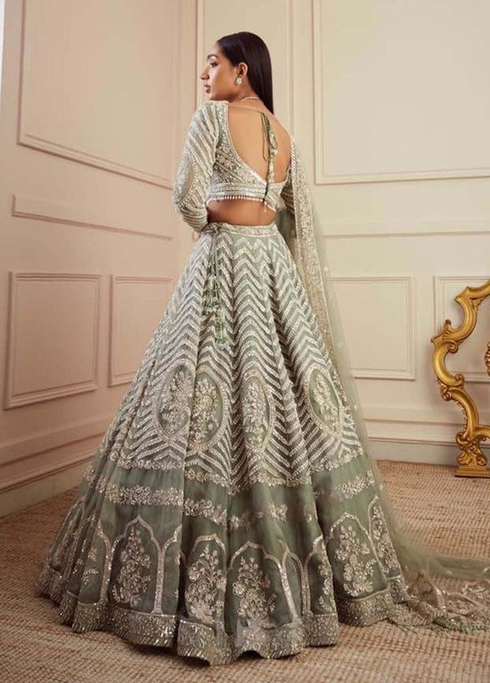 Green Georgette Dupatta Lehenga Set