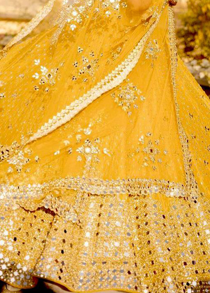 Yellow Georgette Dupatta Lehenga Set
