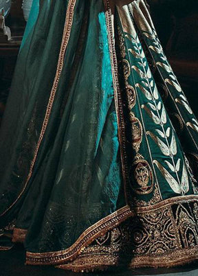 Green Blended Silk Dupatta Lehenga Set