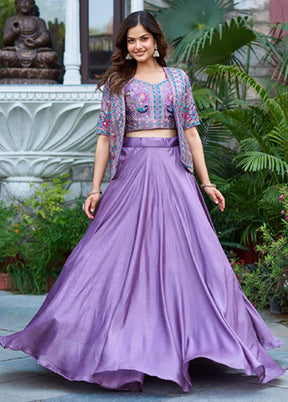 Lavender Blended Silk Koti Lehenga Set