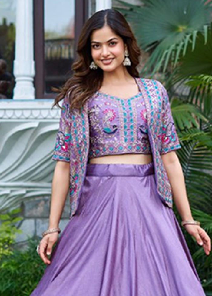 Lavender Blended Silk Koti Lehenga Set
