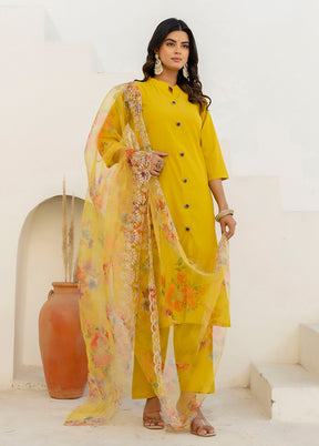 3 Pc Yellow Silk Suit Set