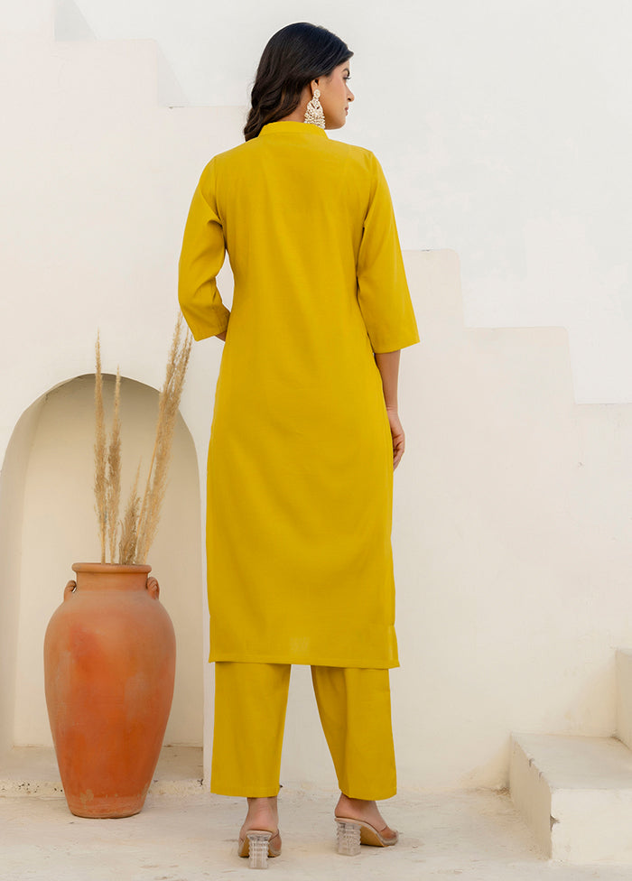 3 Pc Yellow Silk Suit Set