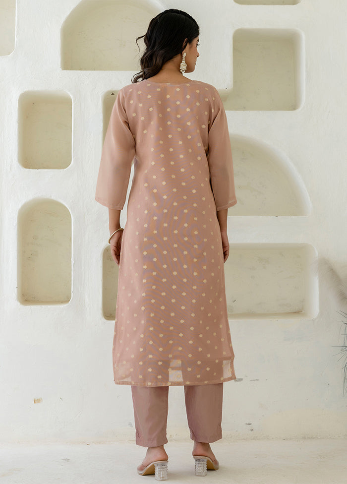 3 Pc Peach Silk Suit Set