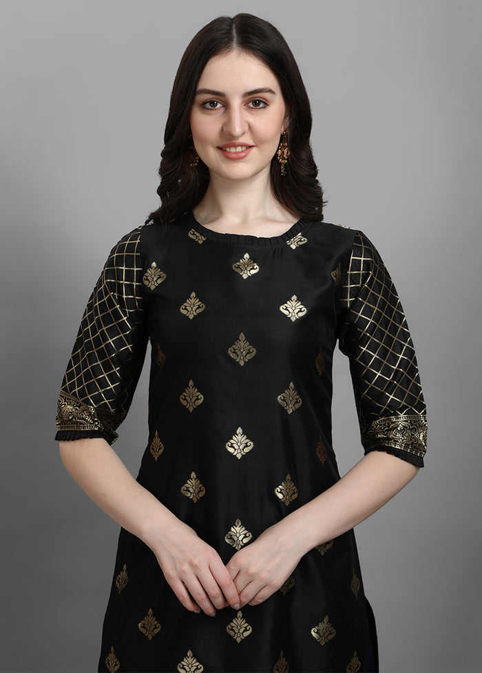 3 Pc Black Cotton Suit Set