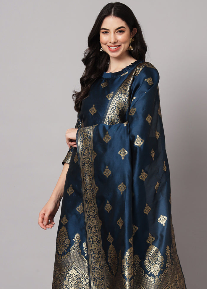 3 Pc Blue Cotton Suit Set