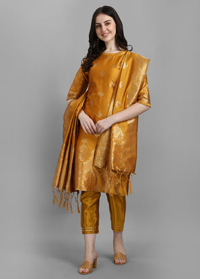 3 Pc Yellow Cotton Suit Set